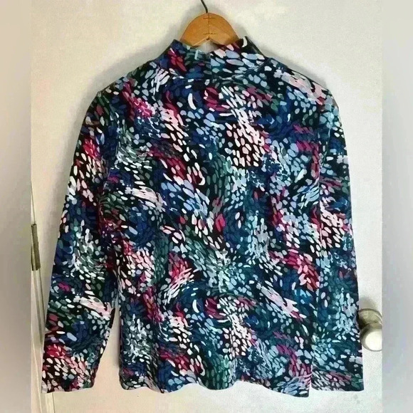 Women’s long sleeve turtleneck shirt by Karen Scott multicolor abstract size M - Picture 3 of 12